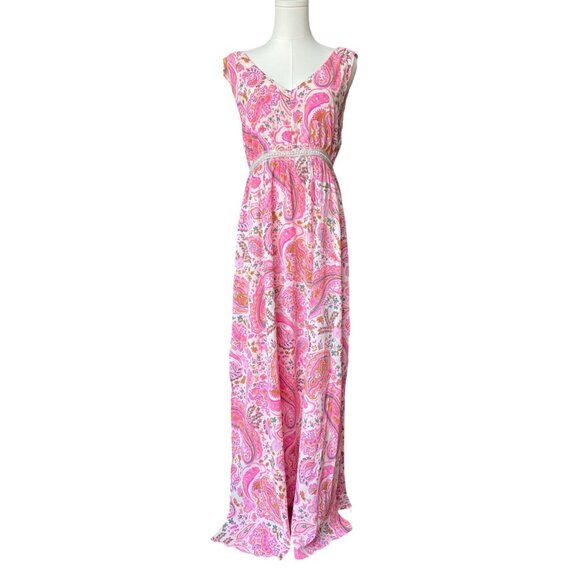 Anany Paisley Printed Maxi Dress S Boho V Neck Church Party Resort Wedding Guest - Picture 1 of 10
